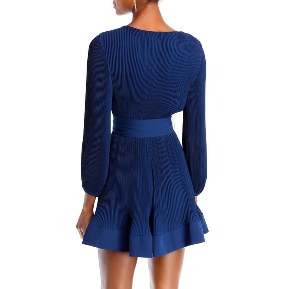 Milly Liv Belted Pleated Dress in Navy - Picture 5 of 5